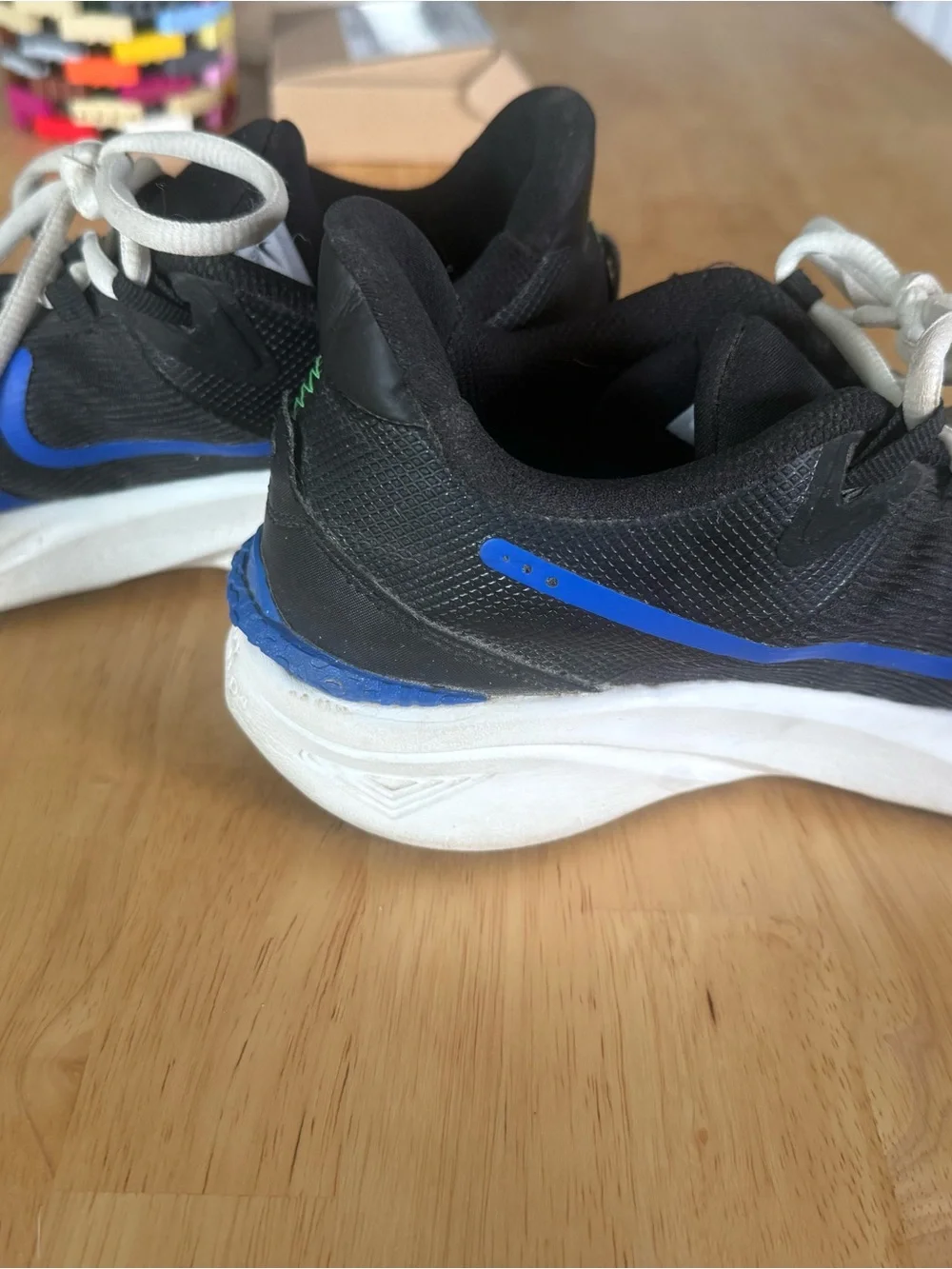 Nike Kids Black & Blue Athletic Sneakers with Green Accents